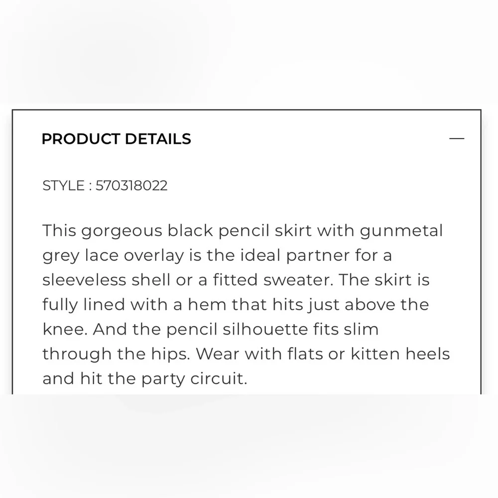 White House Black Market Dark Gray Lace Pencil Skirt Size 14 - Picture 8 of 9